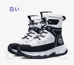 スノーブーツ レディース 防水 防滑 厚底 裏起毛 保温防寒 ショートブーツ 冬用 23.0-24.0cm 白い