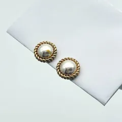 美品 Dior パール ラウンド イヤリング ゴールド クリスチャン ディオール Christian Dior ヴィンテージ