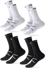 HON-SOW バスケソックス 4足セット ミドルカット バスケットボール 靴下 抗菌防臭 吸汗速乾 クッション性 スポーツソックス (ホワイト/ブラック,  24～27cm)
