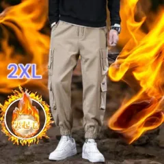冬用 裏起毛 ジョガーパンツ カーゴパンツ 厚手 暖か メンズ 防寒 寒さ対策 アウトドア 通勤通学 新品 グリーン M~2XLサイズ 送料無料 最短発送