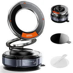 スマホホルダー 車 マグネット,Hohosb 亜鉛合金 真空吸盤&強力マグネットfor Magsafeに対応,多角度自由調節 360°回転な台座 マグセーフ 車/ジム/ミラー/シャワー用 携帯スタンド iPhone&Android多機種と多車種が対応 1