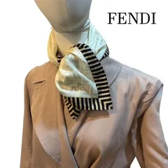 フェンディ　FENDI　ロゴ刺繡　FFズッカ柄　小判スカーフ　タグ無し