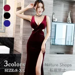 【新品未使用】ロングドレス ノースリーブ ベロア調 スリット タイト マキシ丈 キャバ ドレス ゴージャス ワンピース レディース