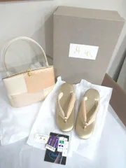 美品　名門　紗織　謹製　パールトーン加工　礼装用　草履  Lサイズ＆がま口バッグセット　和装小物　着物　和風　門出　 晴れ着等に　フォーマル 訪問着 留袖 結婚式 結納 入学式 卒業式