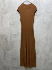 anuans アニュアンス 1523231082-0 セミマーメイドリブニット ワンピース ノースリーブ ロング sizeF/茶 ◇■◎レディース