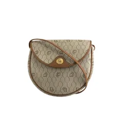 Christian Dior  クリスチャン ディオール  ハニカム柄 ショルダーバッグ ベージュ ロゴ PVC レザー ラウンド 6kz754