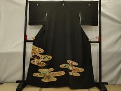 正絹 黒留袖 五つ紋 比翼付 鳳凰 吉祥文様 金彩 結婚式 豪華 古典柄 