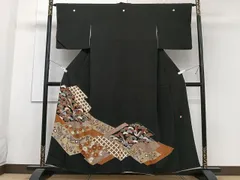 平和屋着物■豪華黒留袖　作家物　駒刺繍　飛鶴吉祥花文　暈し染め　金彩　正絹　逸品　CABA5554xi