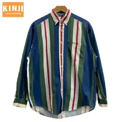 TOMMY HILFIGER　ストライプシャツ　長袖シャツ　トップス　コットン　ボタンダウン　マルチカラー　ブランドロゴ　胸ポケット　古着