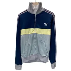 adidas　トラックジャケット　70's vintage　ジャージ　ハイネック　フルジップ　ワンポイント　ブランドロゴ　刺しゅう　トレフォイル　スポーツ　古着