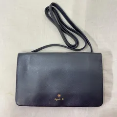 アニエス・ベー LEATHER BAG レザーショルダーバッグ ハートスタッズ ロゴ ネイビー レディース 表記無し ISItems【USED】【古着】【中古】50120777
