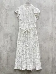 tocco closet トッコクローゼット 186-163140 ラインフラワー プリーツ ロング ワンピース sizeM/白 ■◆◎レディース