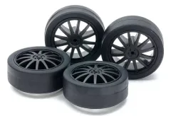 【新品】プラモデル ローフリクション小径ローハイトタイヤ(26mm)＆カーボン強化ホイール(フィン) 「ミニ四駆グレードアップパーツ No.534」 [15534]のサムネイル