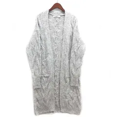 ザラ ZARA ケーブルニット ロング カーディガン ガウン ライトグレー L 6771/114/802