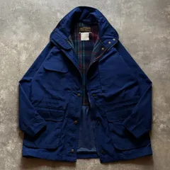 80年代 80s Eddie Bauer エディーバウアー 黒タグ 裏地チェック ナイロンジャケット 青 ブルー