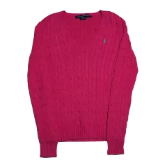 S POLO RALPH LAUREN(ポロラルフローレン) レディース Vネック ケーブル ピンク ニット