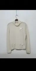 (M) タートルネック カシミア ニット アイボリー タートルネック セーター フランス版