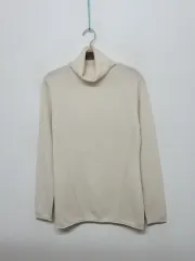 (M) タートルネック カシミア セーター アイボリー 無地 タートルネック