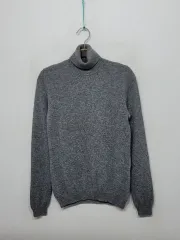 (S) タートルネック カシミア ニット グレー タートルネック 無地 セーター