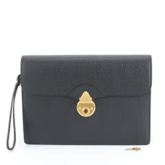 美品 バーバリー レザー セカンドバッグ クラッチ ポーチ 通勤 ビジネス ブラック 黒 本革 メンズ RUE DD36-8【中古】