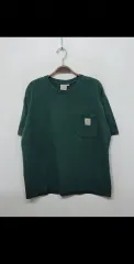 (XL) カーハート ポケット 半袖Tシャツ 緑色 コットンTシャツ アメカジ