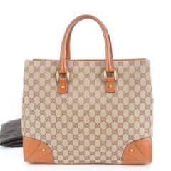 極美品 グッチ ジャッキー GG キャンバス 002-1065 レザー トート