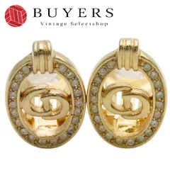 【中古】 クリスチャンディオール イヤリング CDロゴ メタル ラインストーン ゴールド メッキ GP アクセサリー レディース 女性 Christian Dior