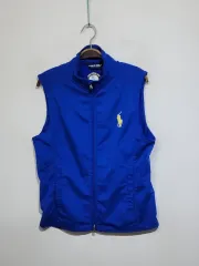 (M) ラルフローレン ポロ ゴルフベスト ブルー ストレッチ ジップアップ
