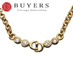【中古】 クリスチャンディオール ネックレス CDロゴ メタル ラインストーン ゴールド メッキ アクセサリー レディース 女性 Christian Dior