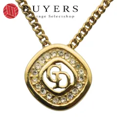 【中古】 クリスチャンディオール ネックレス CDロゴ メタル ラインストーン ゴールド メッキ GP アクセサリー レディース 女性 Christian Dior