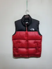 (95) THE NORTH FACE ザノースフェイス Nuptse(ヌプシ) ダウンベスト 黒赤 グースダウン ベスト