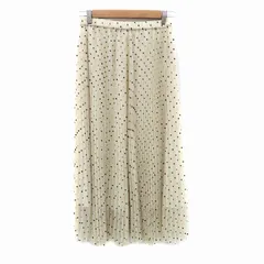 イエナ IENA プリーツスカート ロング丈 マキシ丈 ドット柄 36 S オフホワイト 黒 ブラック /HO34