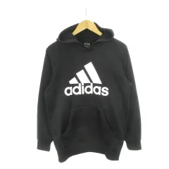 アディダス adidas CLIMALITE プルパーカー スウェット 長袖 プリント ロゴ M 黒 ブラック /AH23 ■GY11