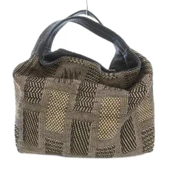 フルラ FURLA ハンドバッグ トート 編み込み ベージュ 黒 ブラック /UO
