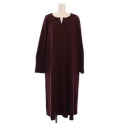 23区 オンワード樫山 ワンピース ロング 長袖 スキッパーネック ウール 大きいサイズ 46 ワインレッド /BM