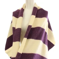 グレンプリンス Glen Prince ストール 厚手 ボーダー マフラー アイボリー 紫 /☆G