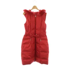 エムズグレイシー M'S GRACY ノースリーブ ダウンコート ベストジレ アウター レッキスファー 38 レッド 赤 ベルト付き /CX ■OS