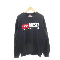 ディーゼル DIESEL トレーナー スウェット クルーネック 長袖 ロゴ 刺繍 裏起毛 大きいサイズ XXL 紺 ネイビー /AH2 ■GY1