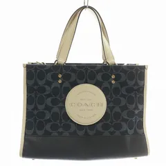 コーチ COACH デンプシー キャリーオール ハンドバッグ トート ショルダー 2WAY キャンバス レザー シグネチャー 総柄 ロゴ 紺 ネイビー C2826 /XZ ■GY18