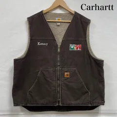 カーハート ダックベスト ジップアップ ジャケット ボア 刺繍 ロゴ レザー パッチ メキシコ製 メンズ XL ISItems【USED】【古着】【中古】50148870