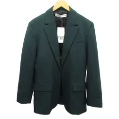 ザラ ZARA タグ付 テーラードジャケット ブレザー ストレッチ 総裏 M 緑 グリーン 系 ■MET2 1021