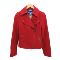 バーバリーブルーレーベル BURBERRY BLUE LABEL 美品 ウールライダースジャケット コート ショート丈 赤 レッド 38 約Mのサムネイル