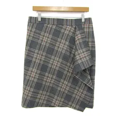 ニジュウサンク スカート ボトムス チェック柄 大きいサイズ レディース 46サイズ グレー 23区 【中古】