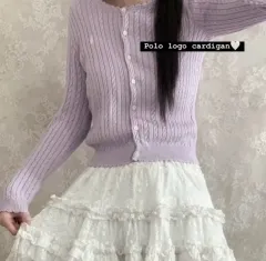 POLO ポロ ラルフローレン ケーブルニット カーディガン ライトパープル ラベンダー