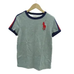 ポロ ラルフローレン POLO RALPH LAUREN 半袖Tシャツ カットソー クルーネック ロゴ刺繍 ビッグポニー M 150 グレー 灰色 サイドライン /HO23 ■GY58 男の子