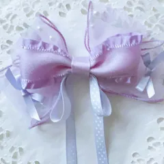 ❤️353特別価格オーガンジーリボンヘアクリップピン❤️パープル