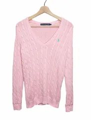 Ralph Lauren Sport／ラルフローレン スポーツ ケーブル編みVネックコットンニット（レディース）