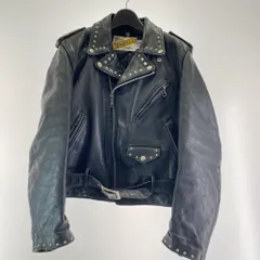 【中古】80s schott 618 バイカータグ ダブルライダースジャケット サイズ40 ▲リメイクスタッズ ブラック ショット[17]