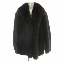 【中古】シャルム Charme Blanc ファーコート ミドル ハーフ ミンク フォックス 毛皮 総裏地 15 黒 ブラック シャルム Charme Blanc ファーコート ミドル ハーフ ミンク フォックス