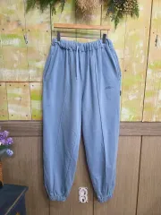 ブルー厚手コットン ジョガーパンツ